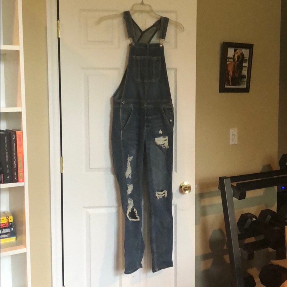 American Eagle overalls size small distressed